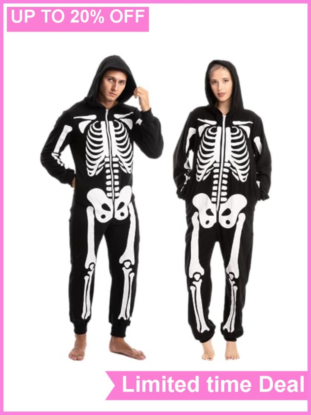 Skeleton Costume Jumpsuit Unisex Adult Halloween Themed Party